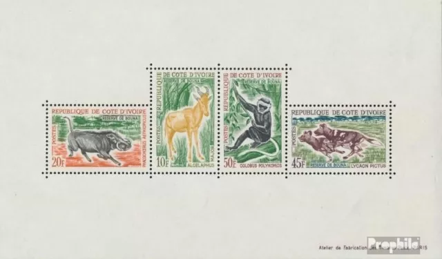 Costa de marfil Bloque 2 (completa edición) nuevo con goma original 1963 animale