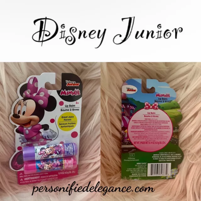 NEW Disney Junior Minnie Mouse 2 Pack Juicy Flavor Lip Balm Full Size