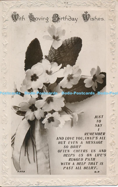 R176413 Greeting Postcard. With Loving Birthday Wishes. Flowers. Wildt and Kray.