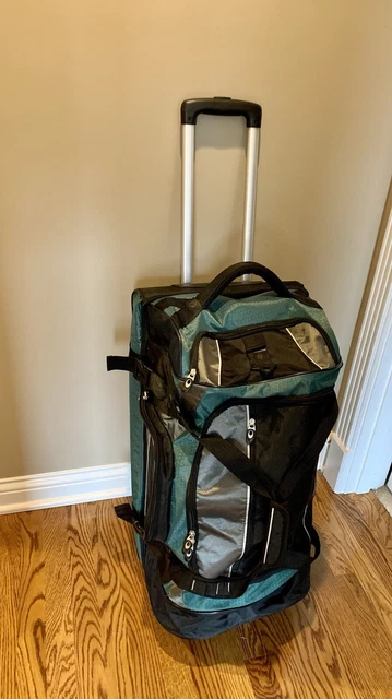 Large Green “31x14x15" Rolling Wheeled DuffelBag Luggage CarryOn 4 Pocket Design