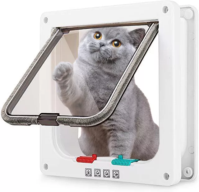 Gatera para Gatos Puerta para Gato con Cierre Magnético de 4 Vías, Puertas para