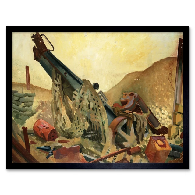 Gill Captured German Artillery Gun WWI War Painting Framed Wall Art Poster