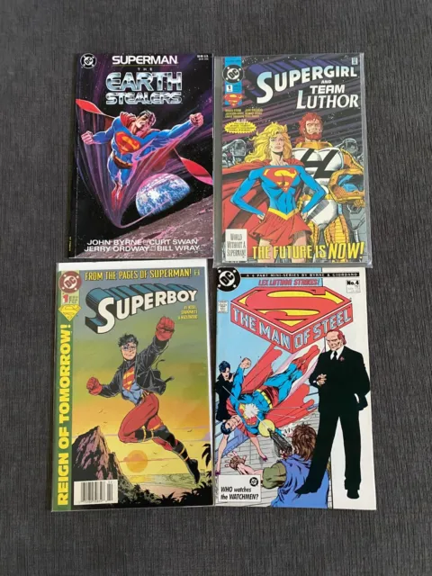 Superman 4 books Earth Stealers#1 MAN OF STEEL #4 Superboy#1 Supergirl/ Luthor#1