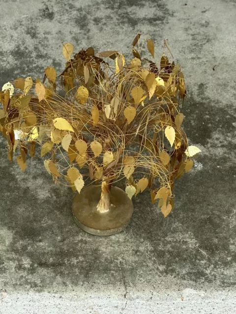 Vintage Dream Tree Metal Wire Gold Leaves 1960s Made in Taiwan MCM