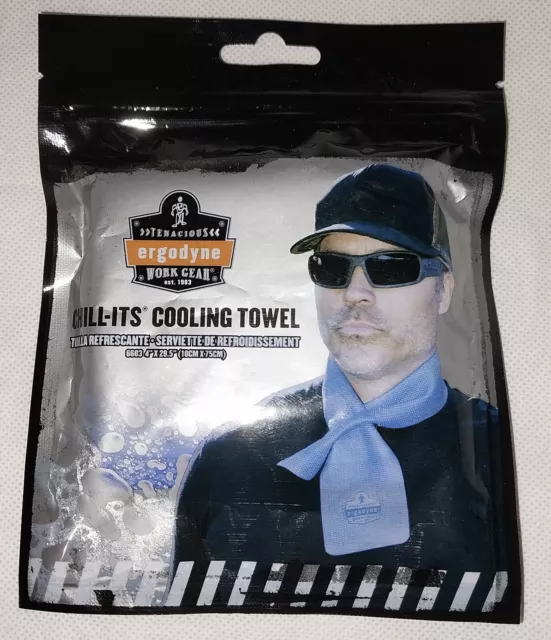 New Cooling Towel Chill-Its Ergodyne Work Gear Reusable Blue