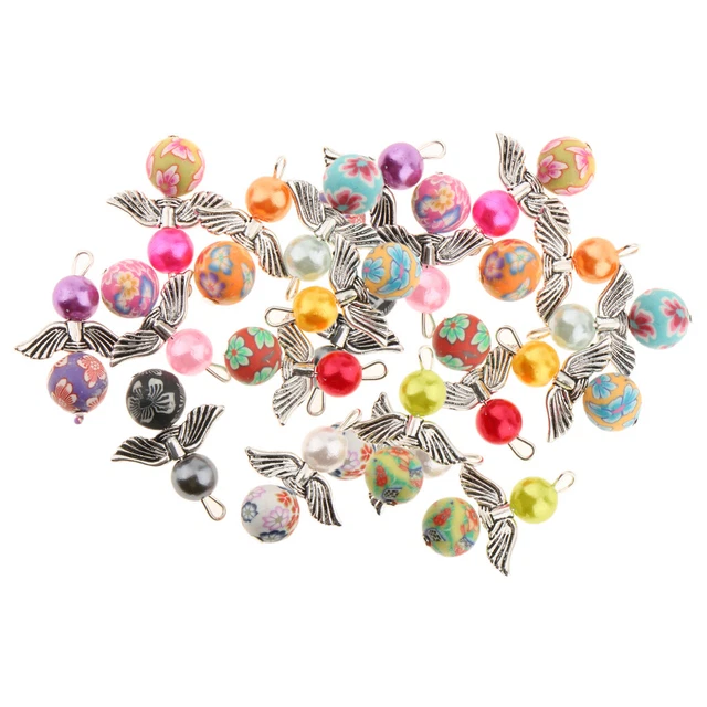 20 Stü Mixed Angel Wing Charms Perle Anhänger DIY Schmuckzubehör # 2 2