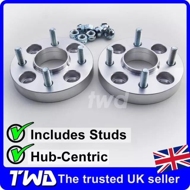 25Mm Hub-Centric Alloy Wheel Spacers For Ford 4X108 Pcd / 63.4Mm Bore + Nut -2Kx