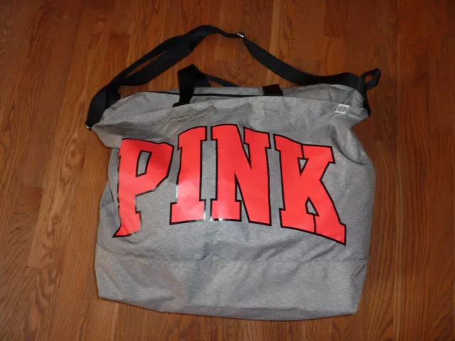 Victorias Secret Pink "Pink" Duffle Large Tote Bag Weekender Purse Gym Beach Nwt