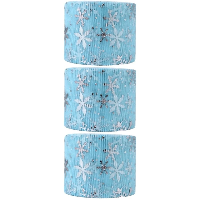 3 Sets Schneeflocke Tüll Stoff Breite Tüll Rollen Weihnachten Tüll Rolle 3