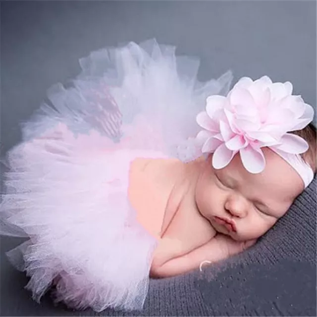 Lovely Newborn Baby Toddler Girls Hairband Tutu Skirt Photo Prop Costume Outfit 2