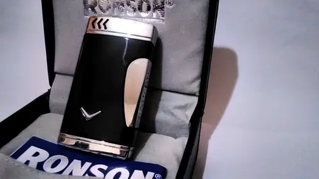 RONSON PREMIER SUPER Comet Black Gloss Lighter New In Box $136.00 ...