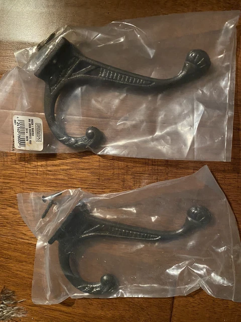 2 Restoration Hardware Bronze Coat Hooks  Or Drapery Pulls NIP