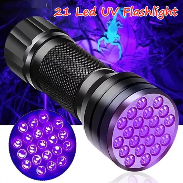UV Taschenlampe Schwarzlicht 21 LED Taschenlicht 395nm Bernstein Handlampe