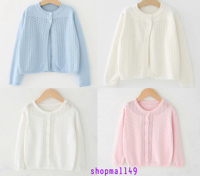 Girls Cardigan Spring Sweater Long Sleeve Knitted School Jumpers Age 2-11 Years