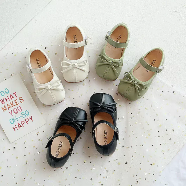 Toddler Baby Girls Infants Spanish Bow Flat Wedding Kids Party Patent Shoes Size