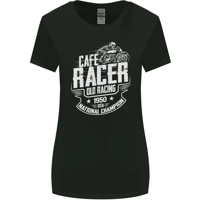 Cafe Racer Vecchio da Corsa Motociclista Donna più Ampia Taglio T-Shirt