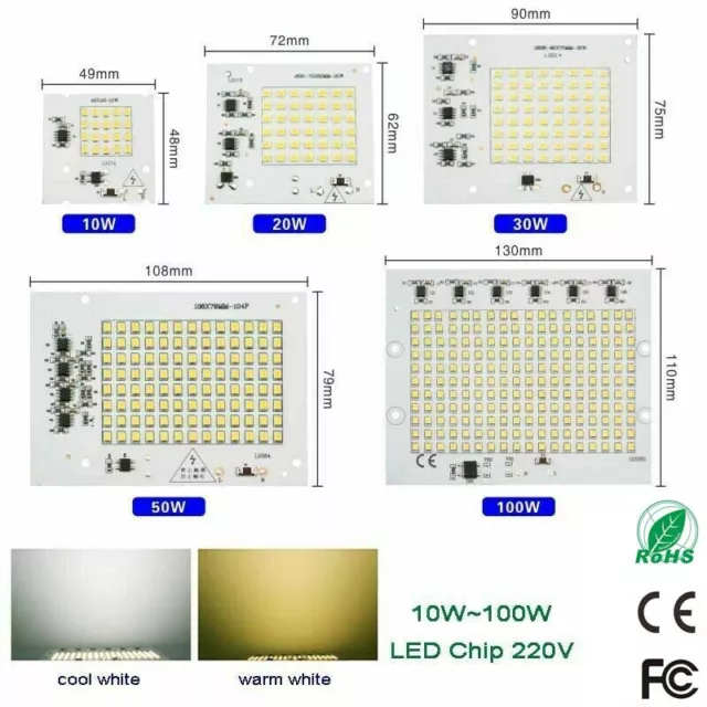 10W 20W 30W 50W 100W 2835 LED Chip Puce COB Integrated Flood Light 220V Lumière