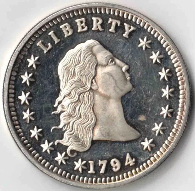 LIBERTY FLOWING HAIR 1oz Troy .999 Silver Round