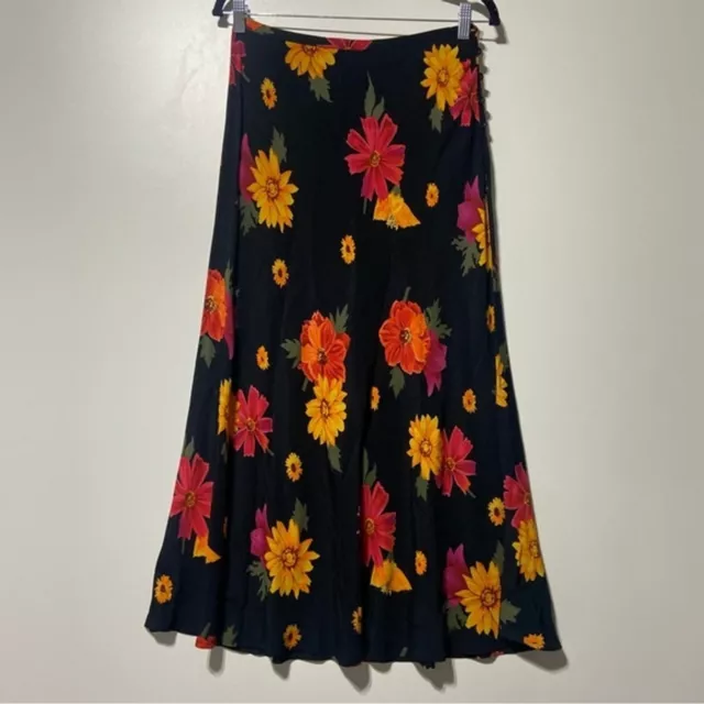 Ann Taylor Floral Maxi Skirt in Black Red Yellow Size 10 P NWT Vintage