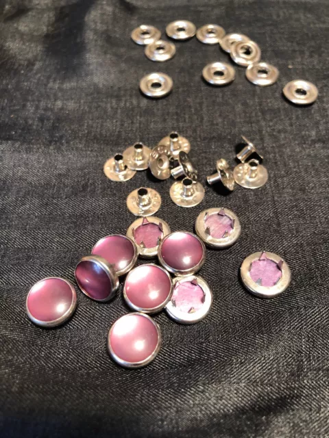 Broches de jengibre Scovill púrpura SUJETADORES A PRESIÓN PERLAS Botones Camisa occidental Artesanía