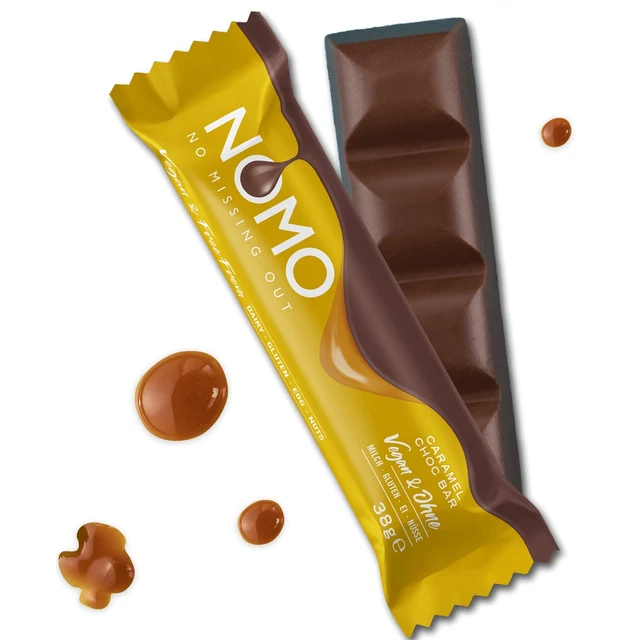 Barra di cioccolato NOMO caramello vegano 23 x 38 g cioccolato nocciolo di caramello NUOVO MHD 7/23