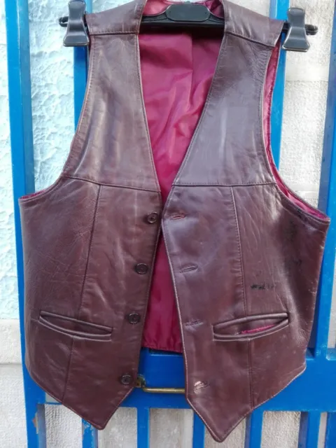 Biker's mens leather waistcoat with ideogram Gilet in pelle da uomo + ideogramma