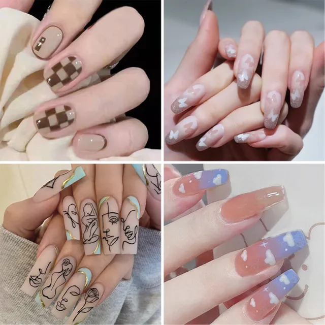 24pcs Fake Nails with Designs Press on Full Cover Wearable Short False Nails
