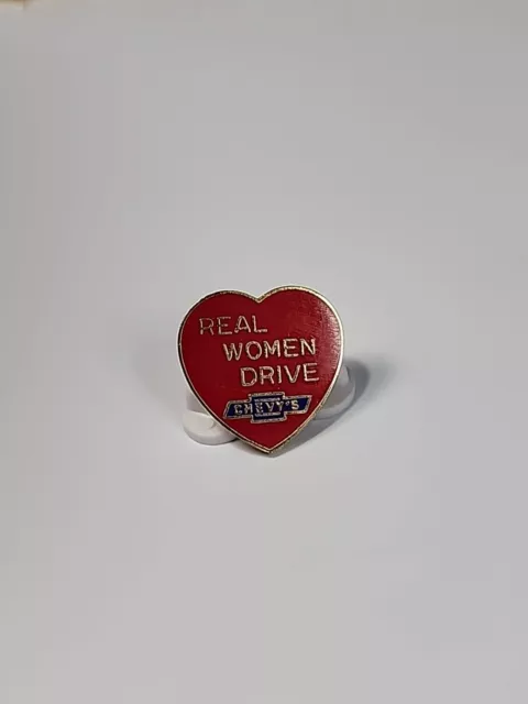Real Women Drive Chevy's Lapel Pin Red Heart Chevrolet General Motors Car Truck