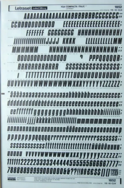 2 x BUCHSTABENSATZ Abreiben von Brieftransfers 42pt KOMPAKT KURSIV (#1852) 12,1 mm 3