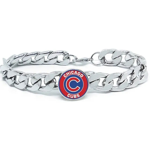 Chicago Cubs Stainless Wide Womens Mens Link Chain Bracelet Baseball Gift D4