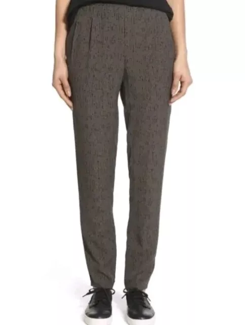 Eileen Fisher Grey Silk Bark Slouchy Pants, Size X-Small