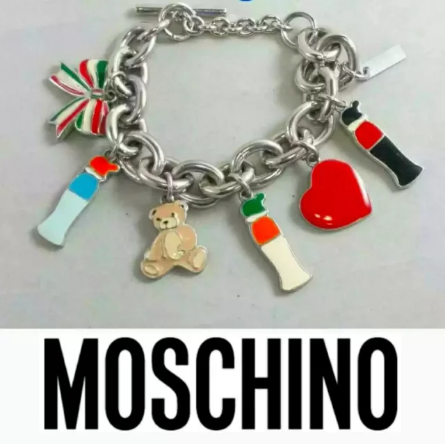 Sale 🎁100% GENUINE VINTAGE MOSCHINO Signed silver charm bracelet