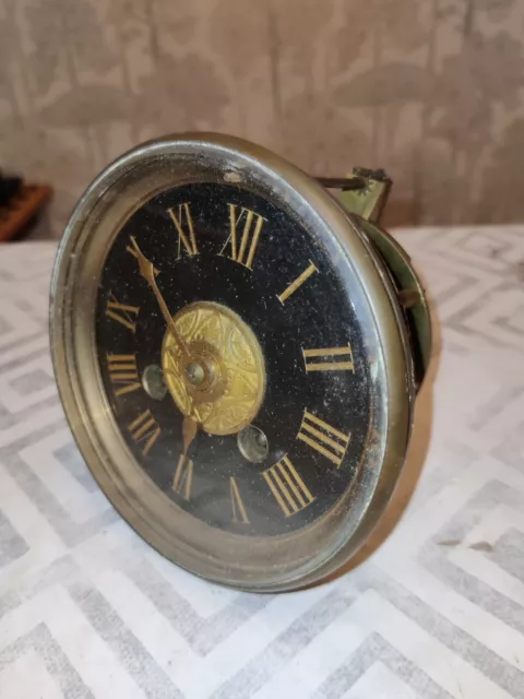Antique French Clock Movement HP & co.  Two Train Striking Bell 12cm Diameter