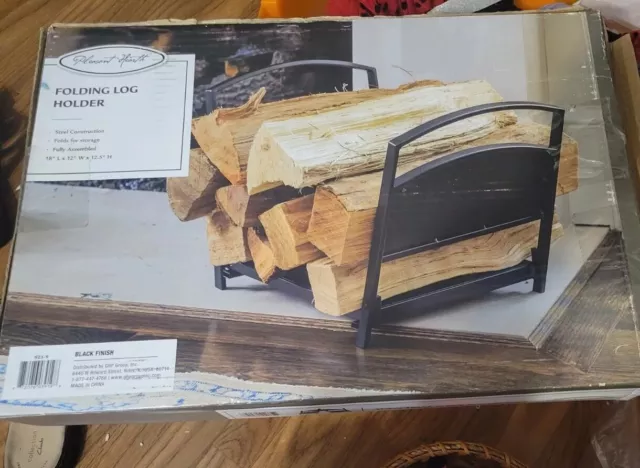 Folding Firewood Log  Rack Fireplace Wood Holder Pleasant Hearth 18x12x12.5 New 3