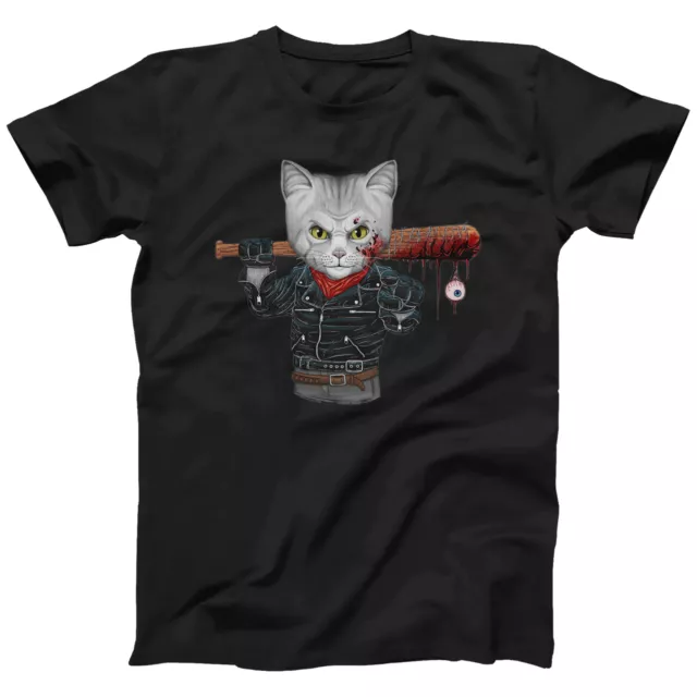 Cat Negan with Bat Funny Meme T-shirt Cat Lovers Gift Novelty Tee (S-5XL)