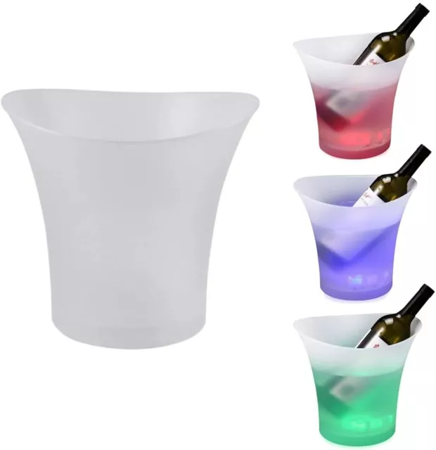 5PCS Ice Bucket Wine Cooler Champagne Drinks Beverage 5L LED 7 Color Changing 2