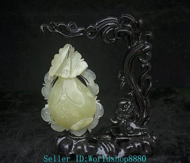 8.8'' China Natural Green Xiu Jade Jadeite Carved Feng Shui Gold Fish Sculpture