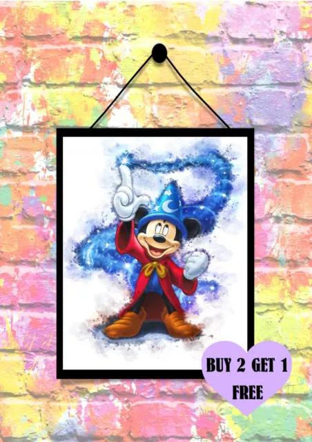 BUY 2 GET 1 FREE Disney Fantasia Mickey Mouse Watercolour Print