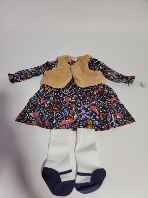Baby Girls Carters 6 Month 3 Piece Outfits Dress Tights Vest New With Tags