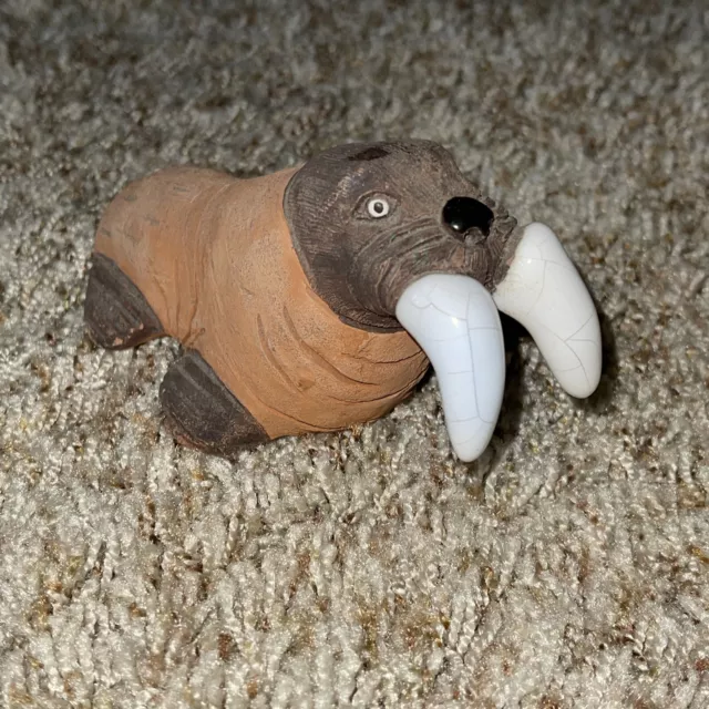 Vintage Handmade 5 1/2” Clay Walrus Figurine