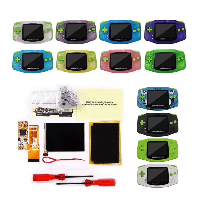 V2 IPS GBA 10 Levels Brightness Backlight LCD Mod & Pre-cut Shell W/Green Button