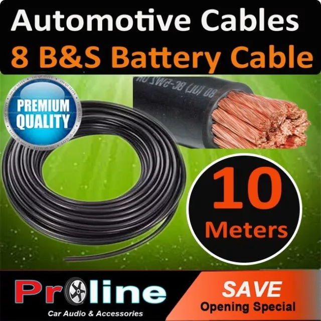8 B&S Single Core Cable DUAL Battery System 12V 10 Meters Black 8BS AU