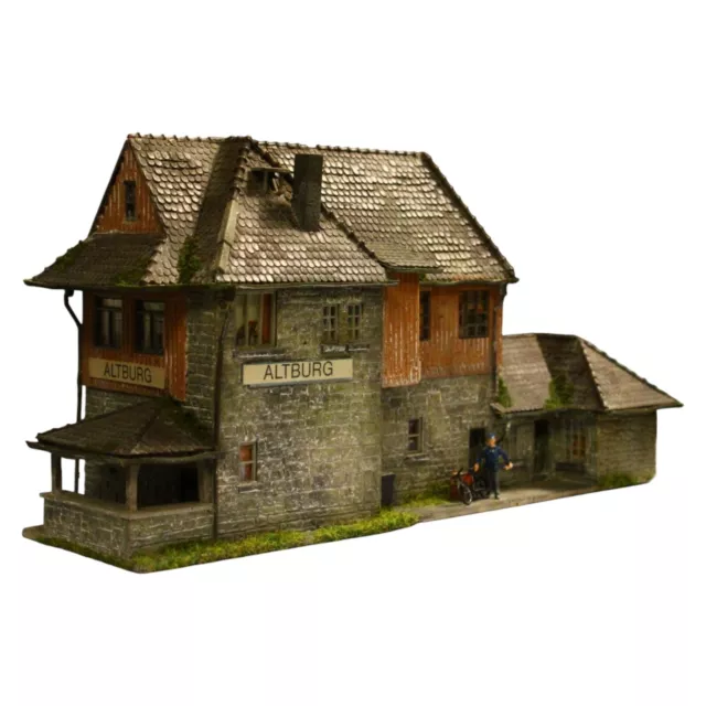 Diorama H0/1:87 FALLER Top Gebäude Stellwerk Darmstadt#patiniert#begrünt