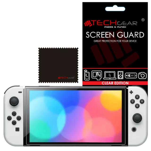 TECHGEAR Clear Screen Protector Guard Covers for Nintendo Switch OLED (2021)