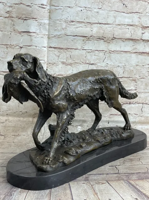 Caliente Reparto Bronce Escultura De Dorado Retriever Perro Perrito Estatua