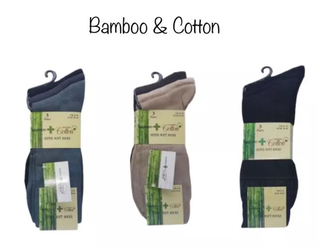 Men's Bamboo & Natural Cotton Super Soft Ribbed Breathable Socks UK ( 6-11 )