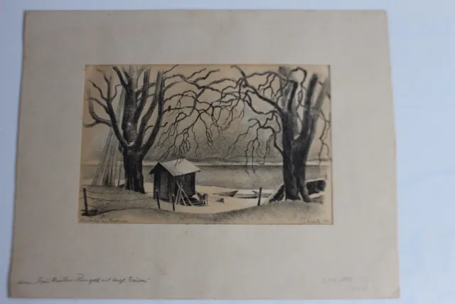 Gravure Ernst Emil SCHLATTER 1931 Lac de Constance Suisse (36969)