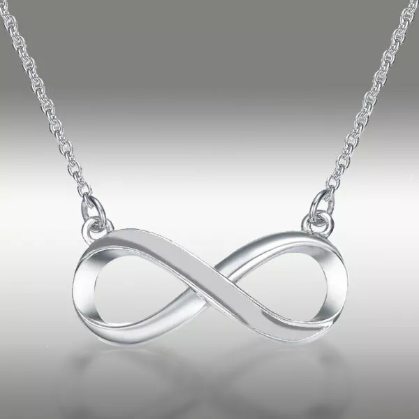 Infinity Pendant Necklace Genuine 14k Solid White Gold & 16+2 Inches Chain Gift