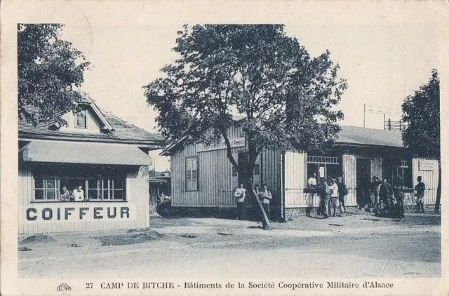 CPA 57 MOSELLE CAMP DE BITCHE- SOCIETE COOPERATIVE MILITAIRE ALSACE Coiffeur1928
