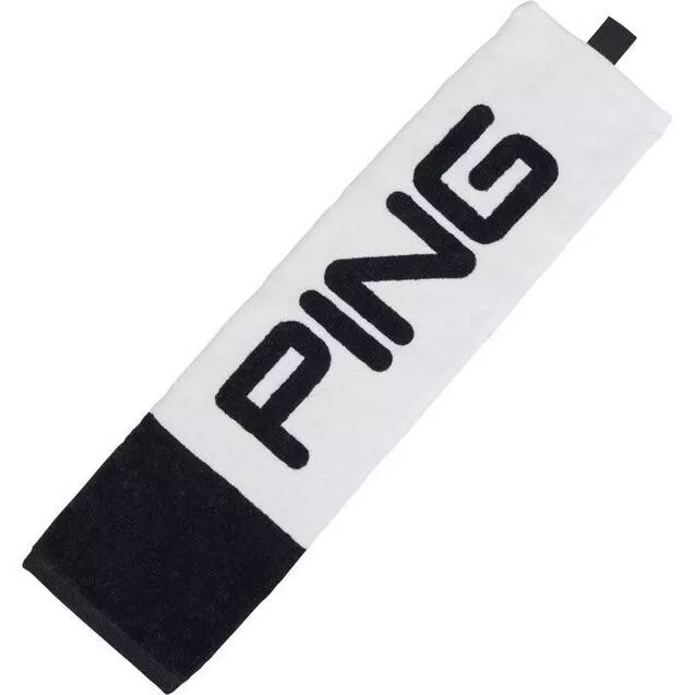 PING golf Towel - NEW PING Trifold Golf Towel - Black and White color